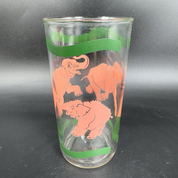 Vintage Glass Tumbler Barware Glasses Set Dancing Elephants Different Patterns - Picture 3 of 11